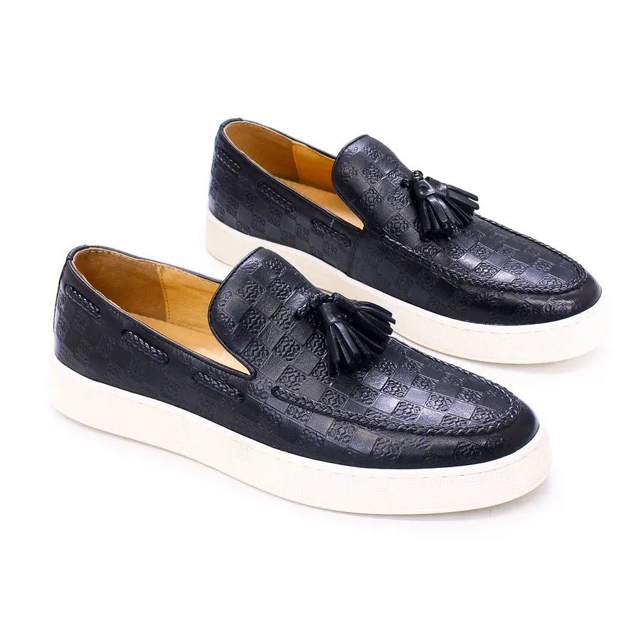 2024 Men's Casual Leather Shoes Genuine Leather Retro Tassel Loafers Everyday Joker Slip-on Flat Panel Pumps