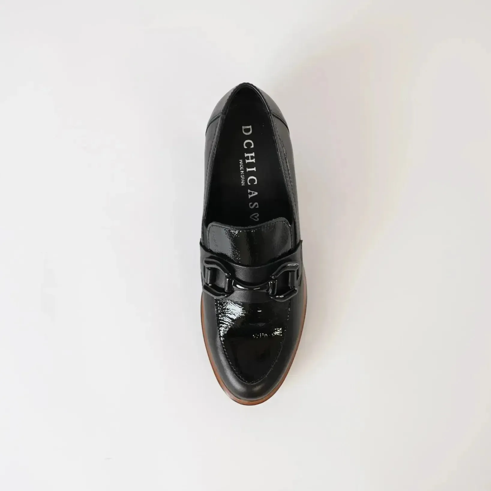 4667 Black Leather/ Black Patent Loafers