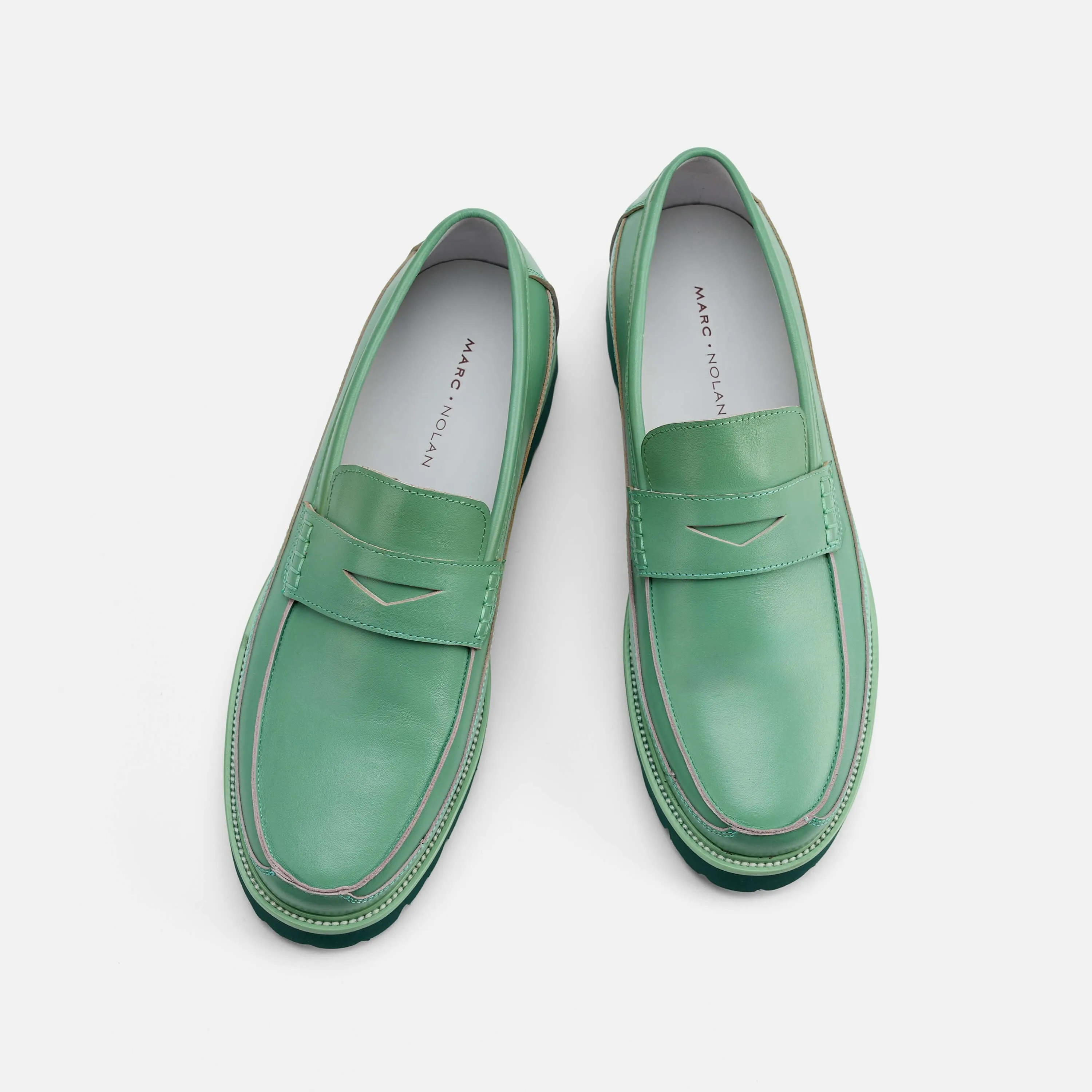 Adler Green Ombré Leather Penny Loafers