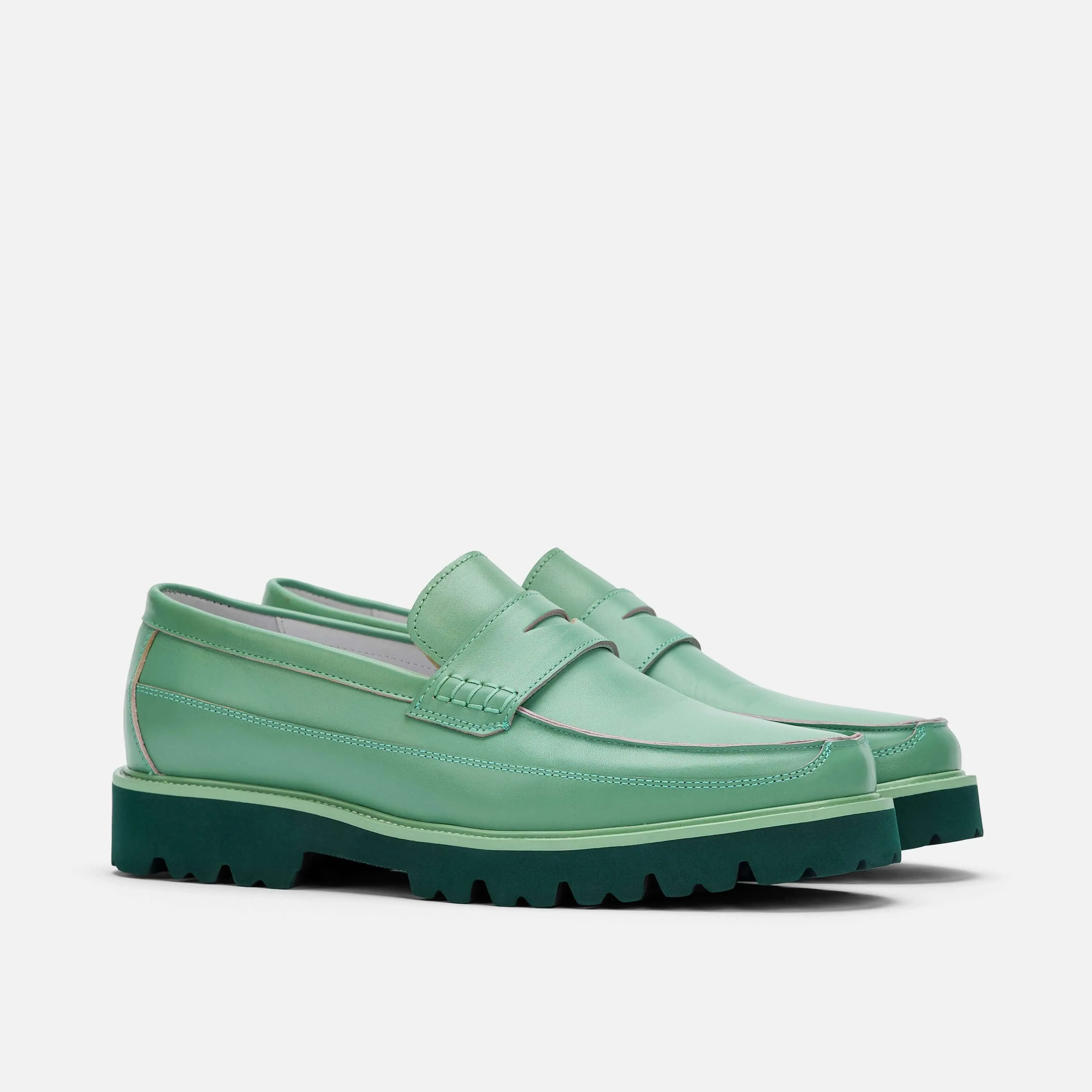 Adler Green Ombré Leather Penny Loafers