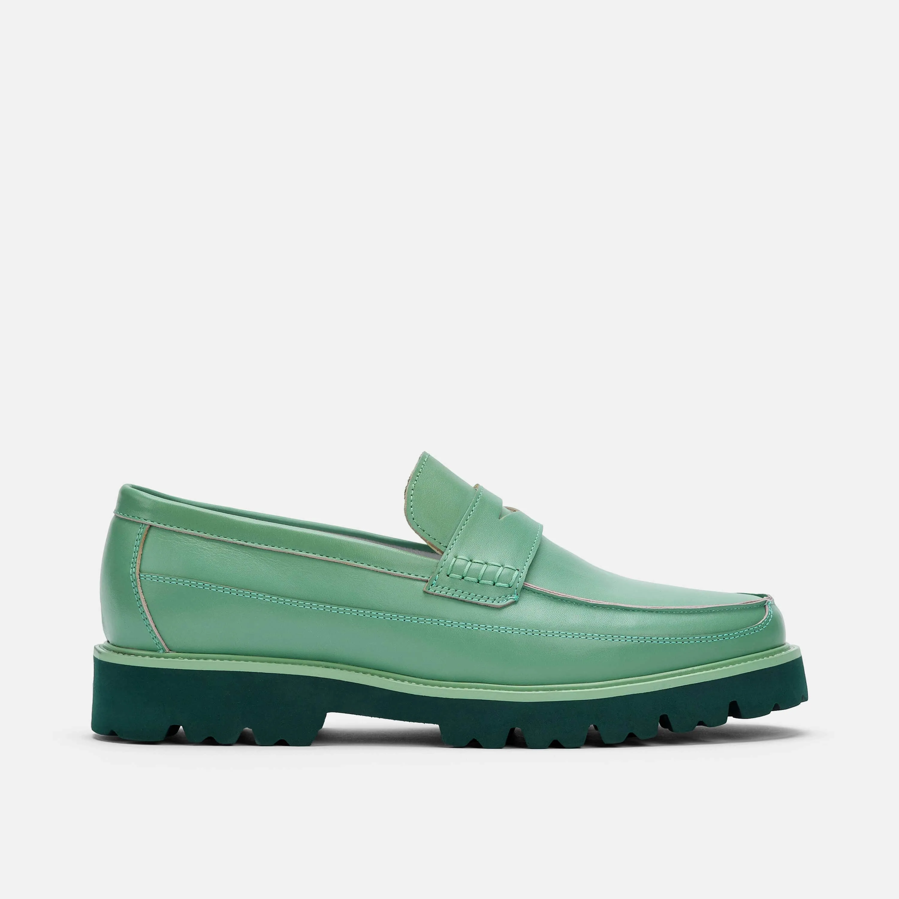 Adler Green Ombré Leather Penny Loafers