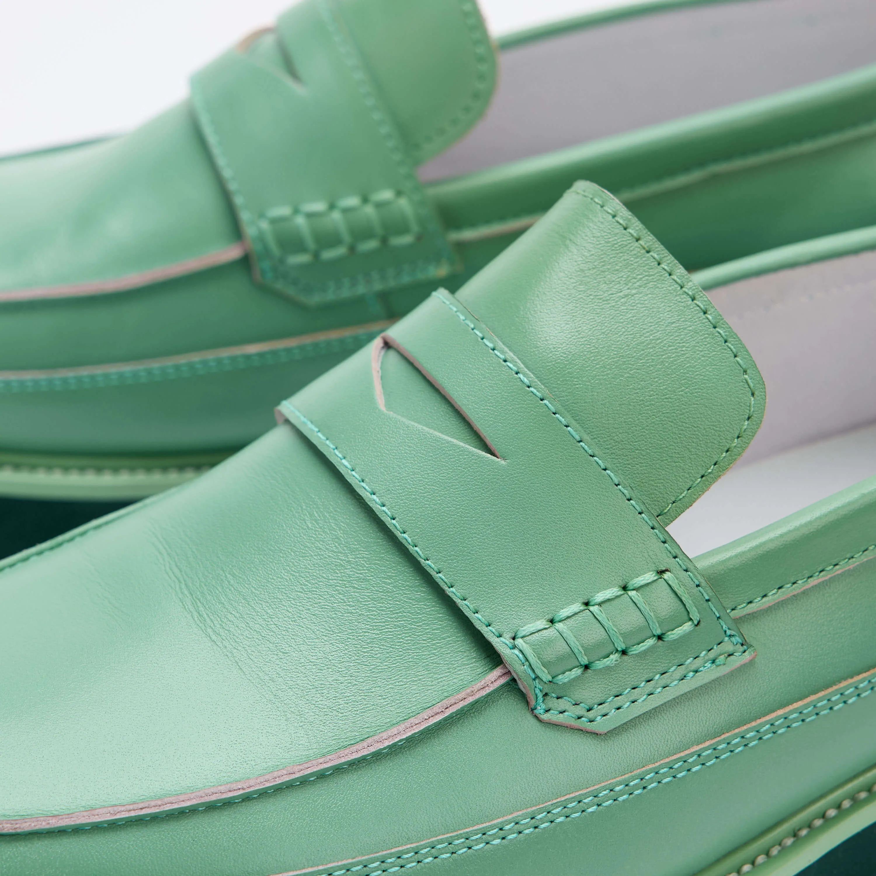 Adler Green Ombré Leather Penny Loafers