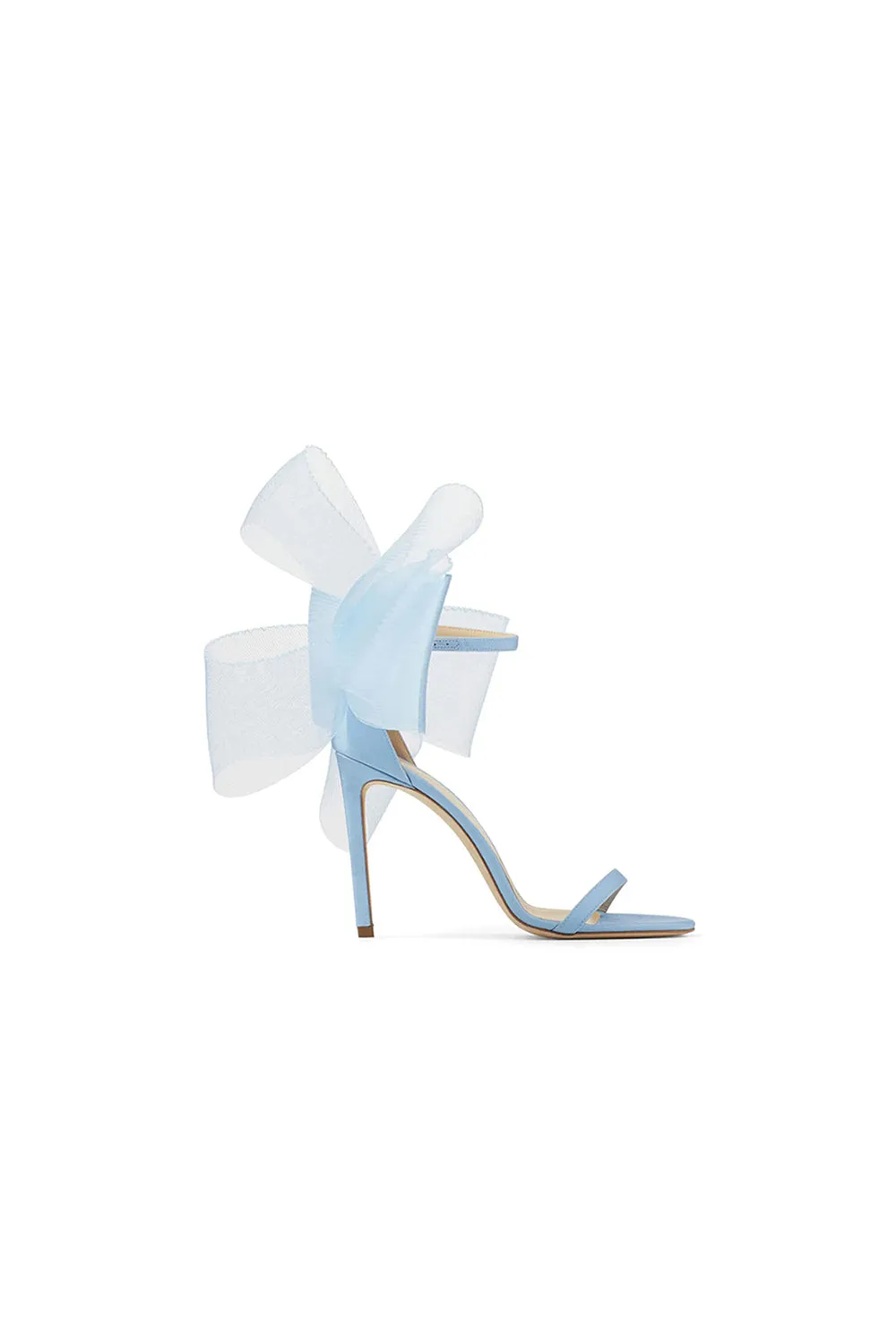 Asymmetric Bow-Embellished Satin High Heel Sandals