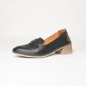 Bee Black Leather Loafers