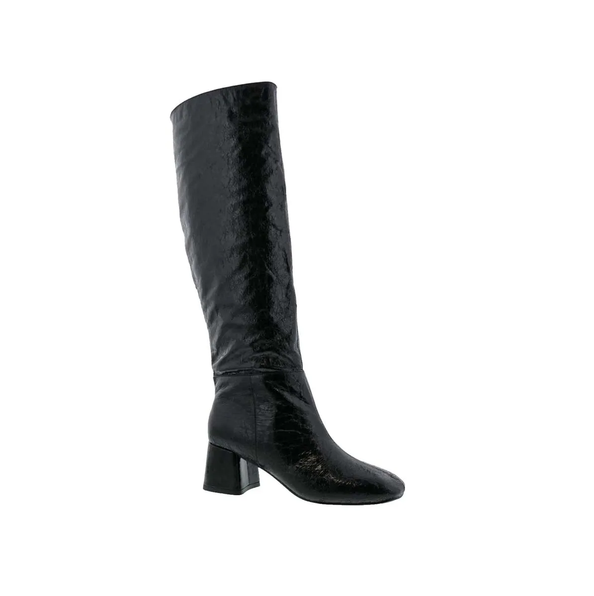 Bellini Remi Women Knee High Boots In Black Crinkle Metallic