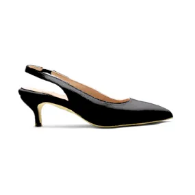 Black Patent Leather Slingback Kitten Heel