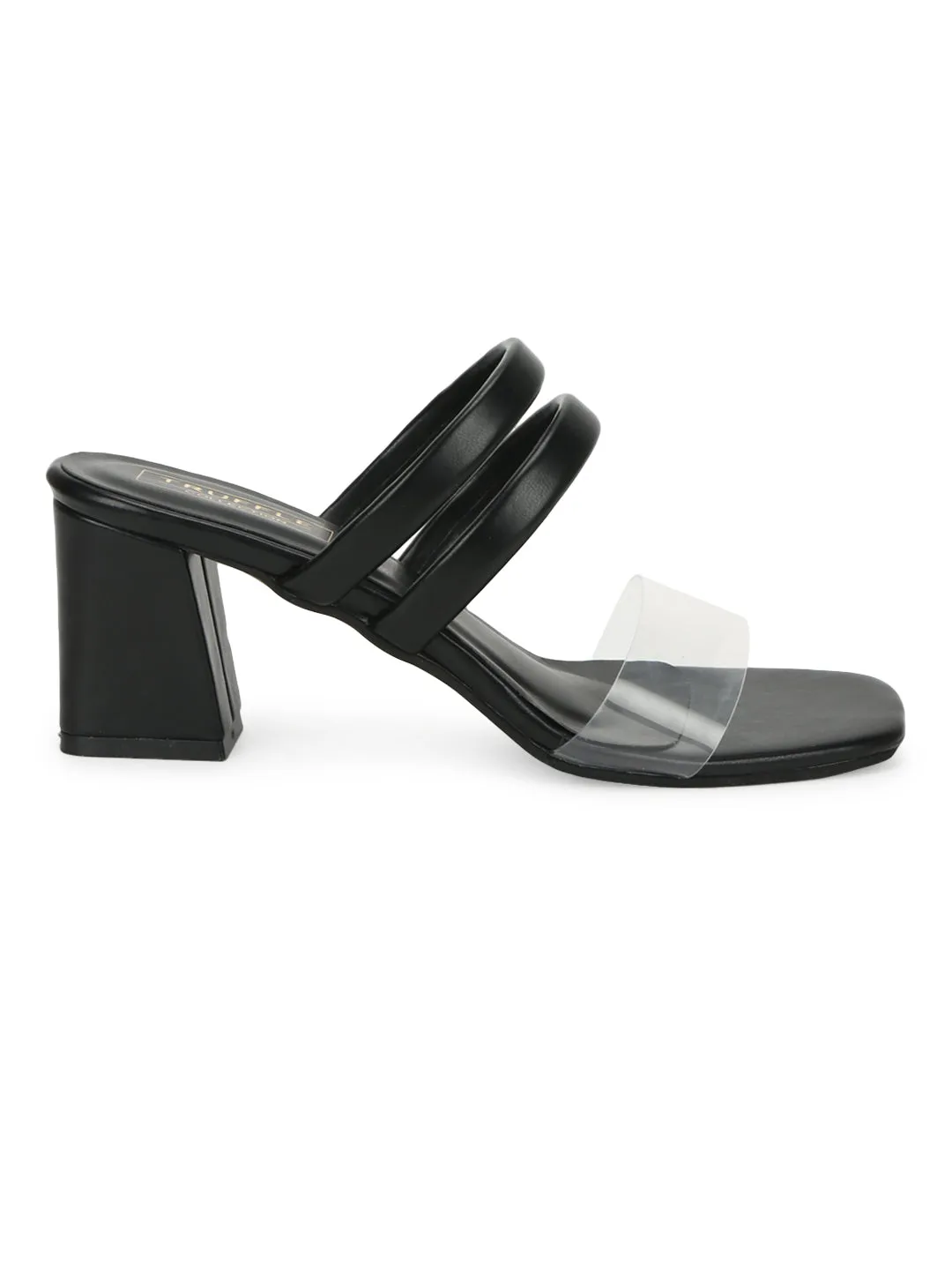 Black PU Perspex Clear Block Heel Mules (TC-SLC-R-516-BLK)