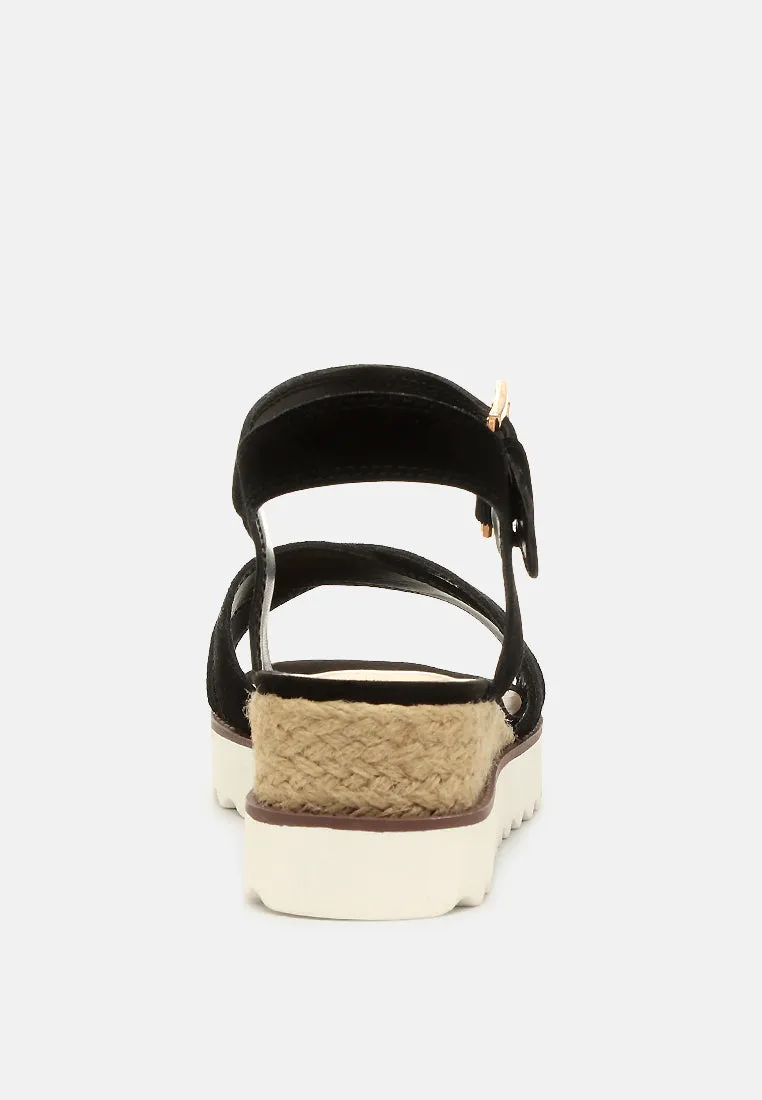 CASA Black Wedge Sandals