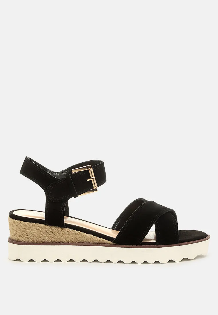 CASA Black Wedge Sandals