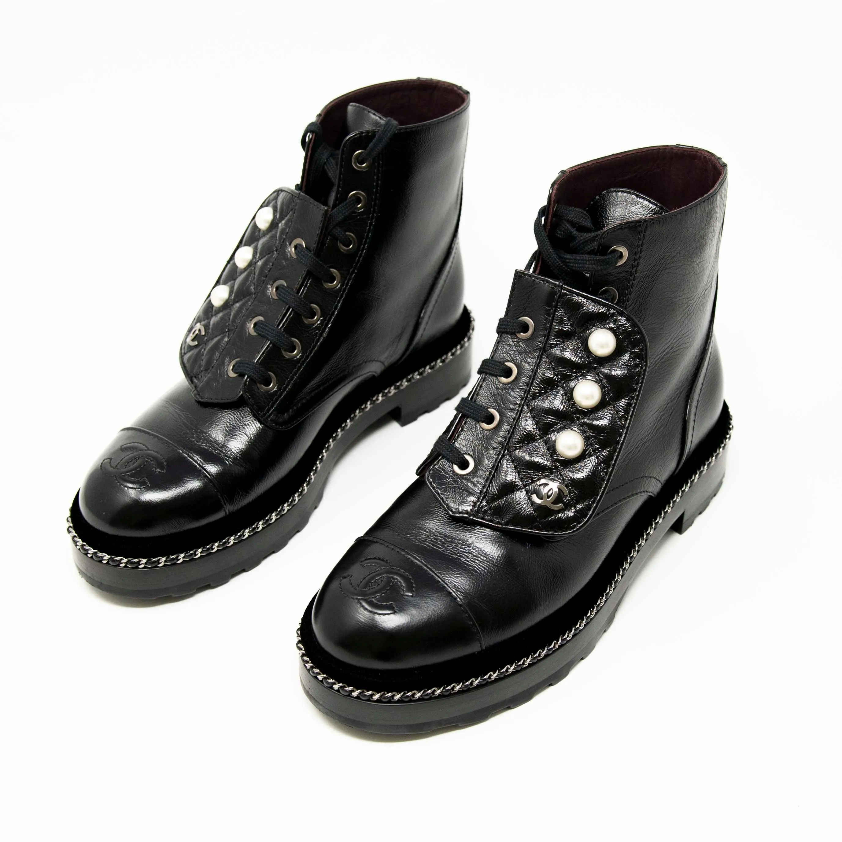 Chanel Black Combat Boots 36.5