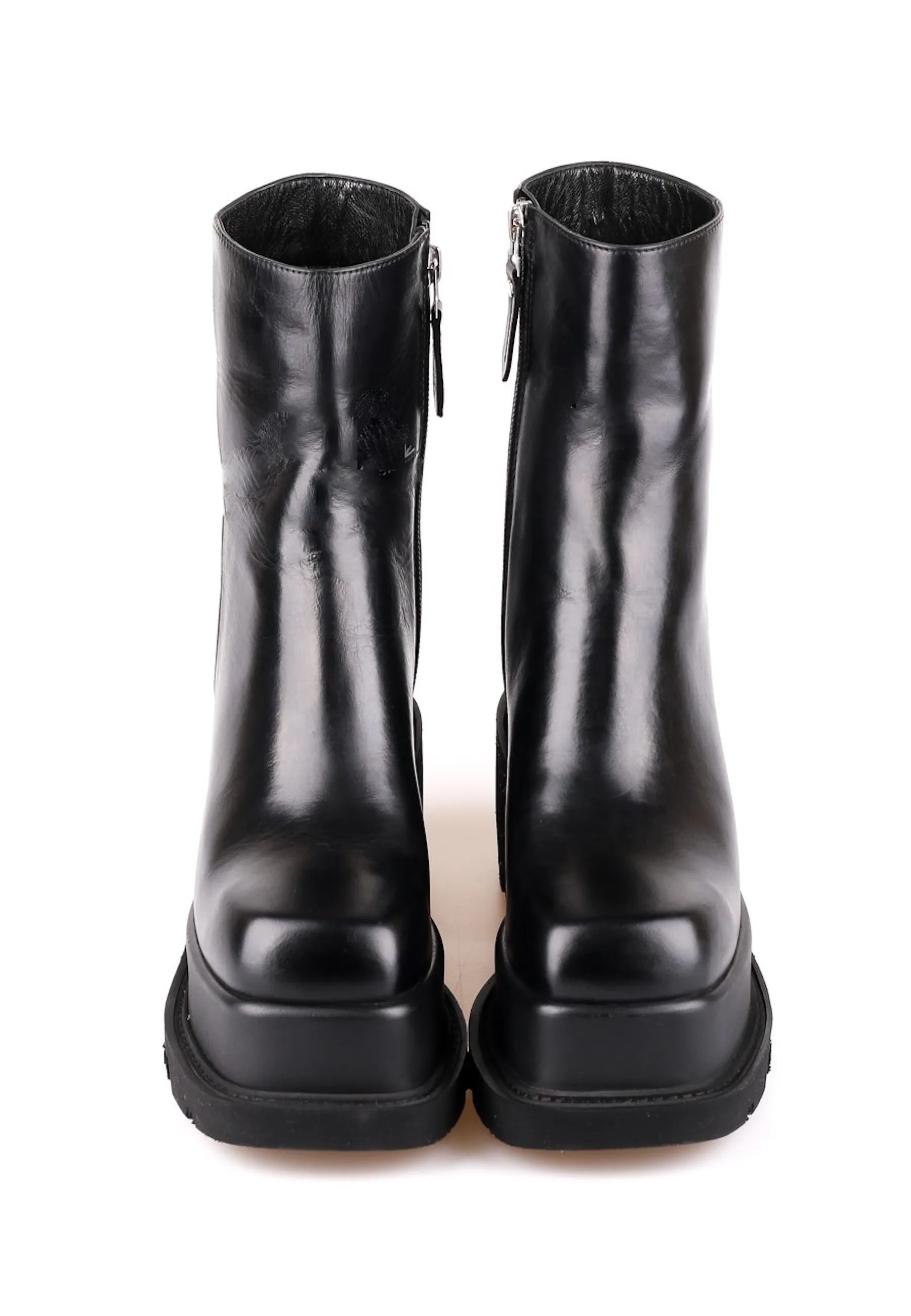 Chunky Platform Leather Ankle Boots