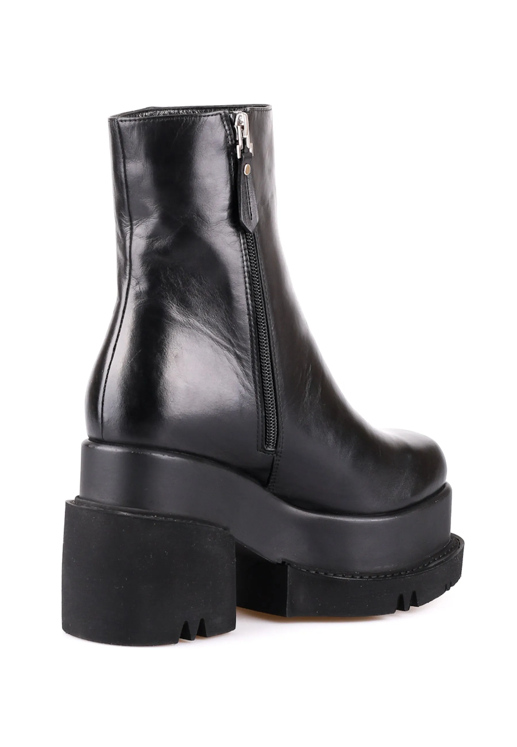 Chunky Platform Leather Ankle Boots