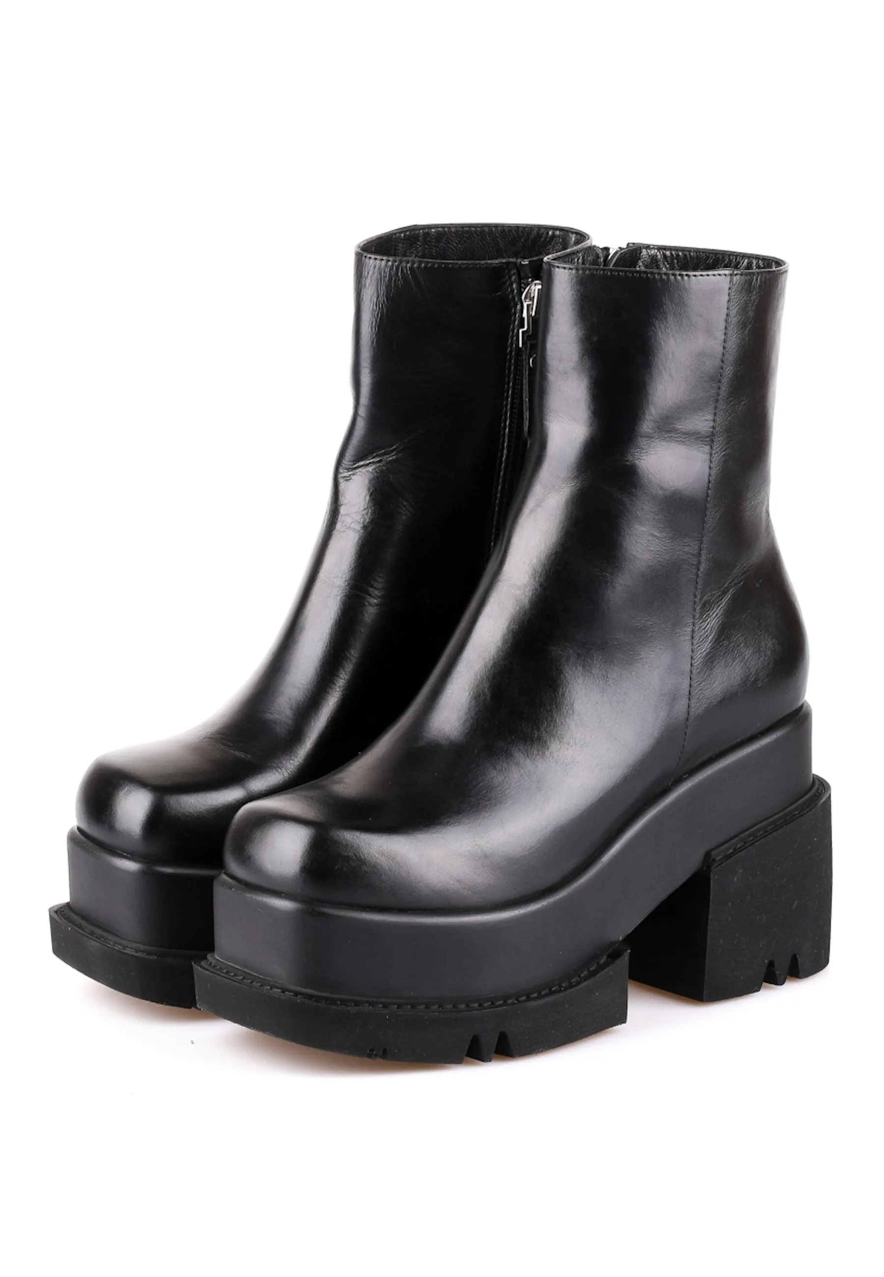 Chunky Platform Leather Ankle Boots