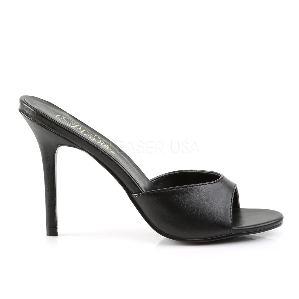 Classique Black PU Sexy Slides