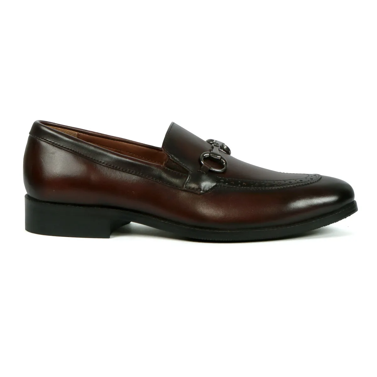 Contrasting Leather Loafers in Dark Brown Color