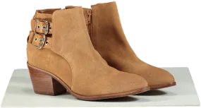 Dune London Pinna Tan Suede Buckle Detail Ankle Boots UK 4