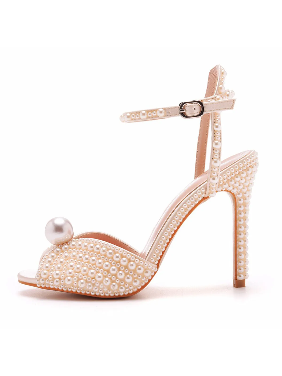 Elegant Pearl Peep Toe Stiletto Ultra High Heels