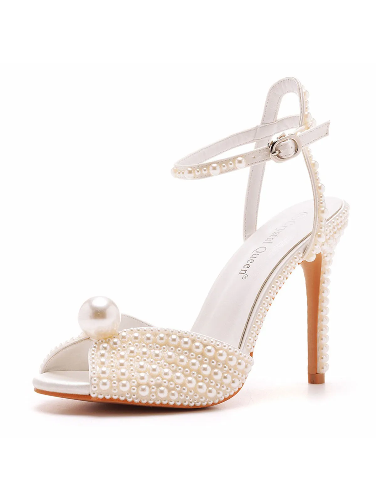 Elegant Pearl Peep Toe Stiletto Ultra High Heels