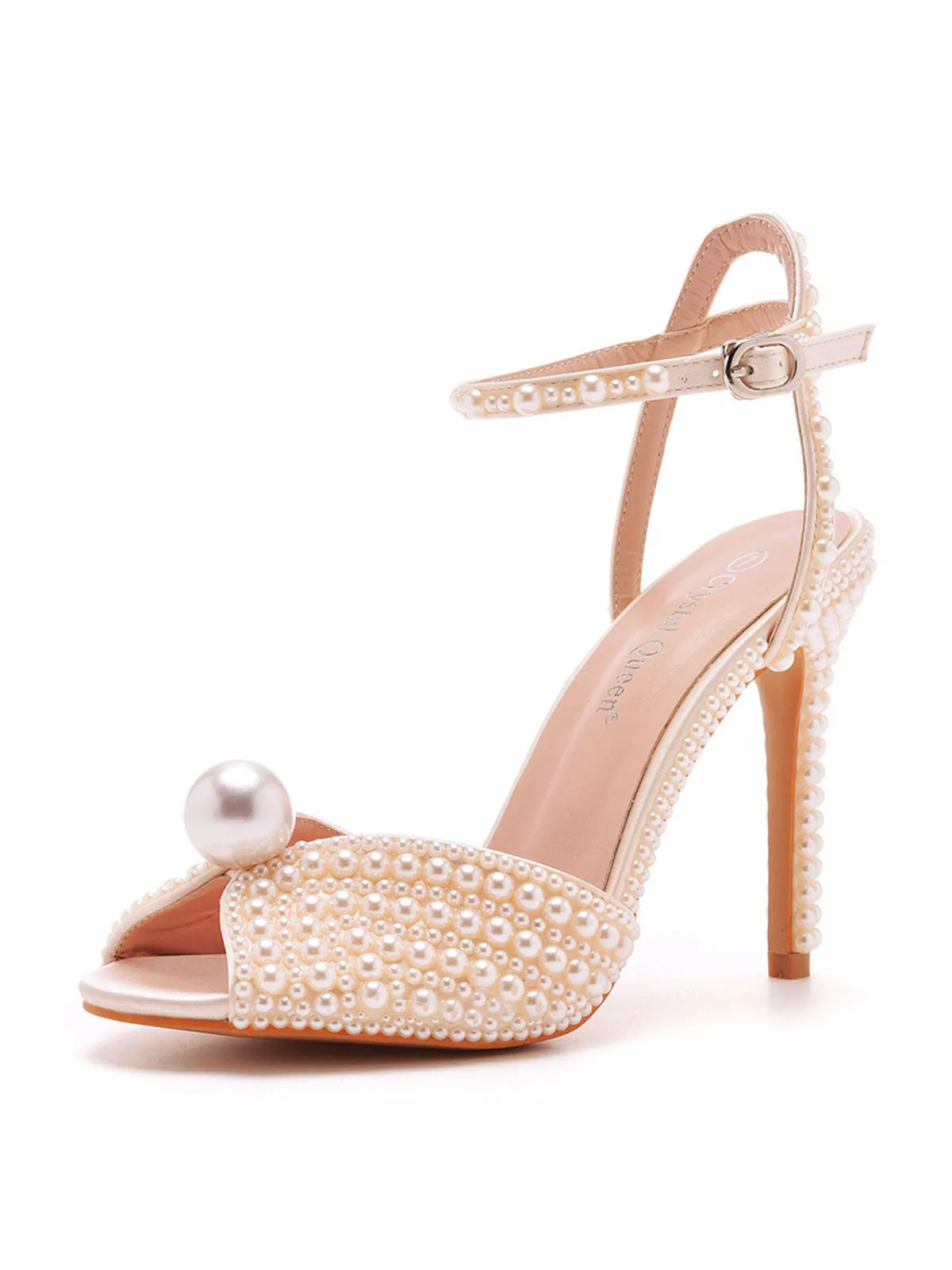 Elegant Pearl Peep Toe Stiletto Ultra High Heels