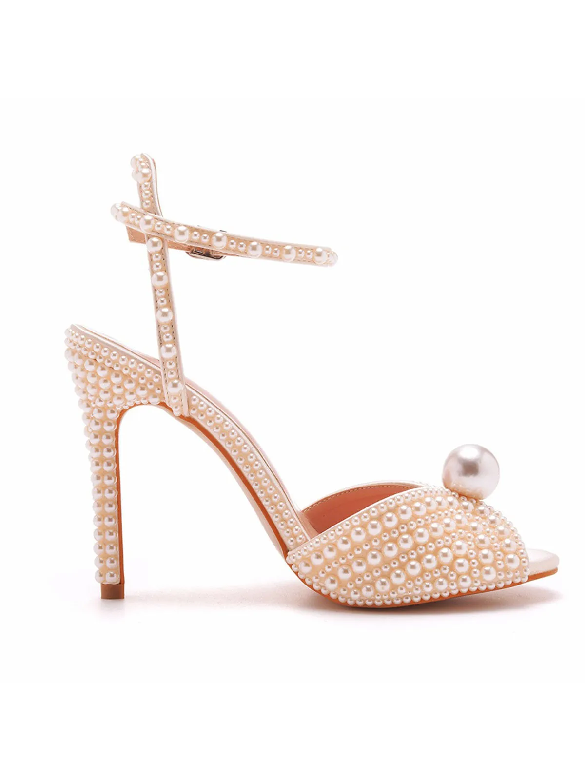 Elegant Pearl Peep Toe Stiletto Ultra High Heels