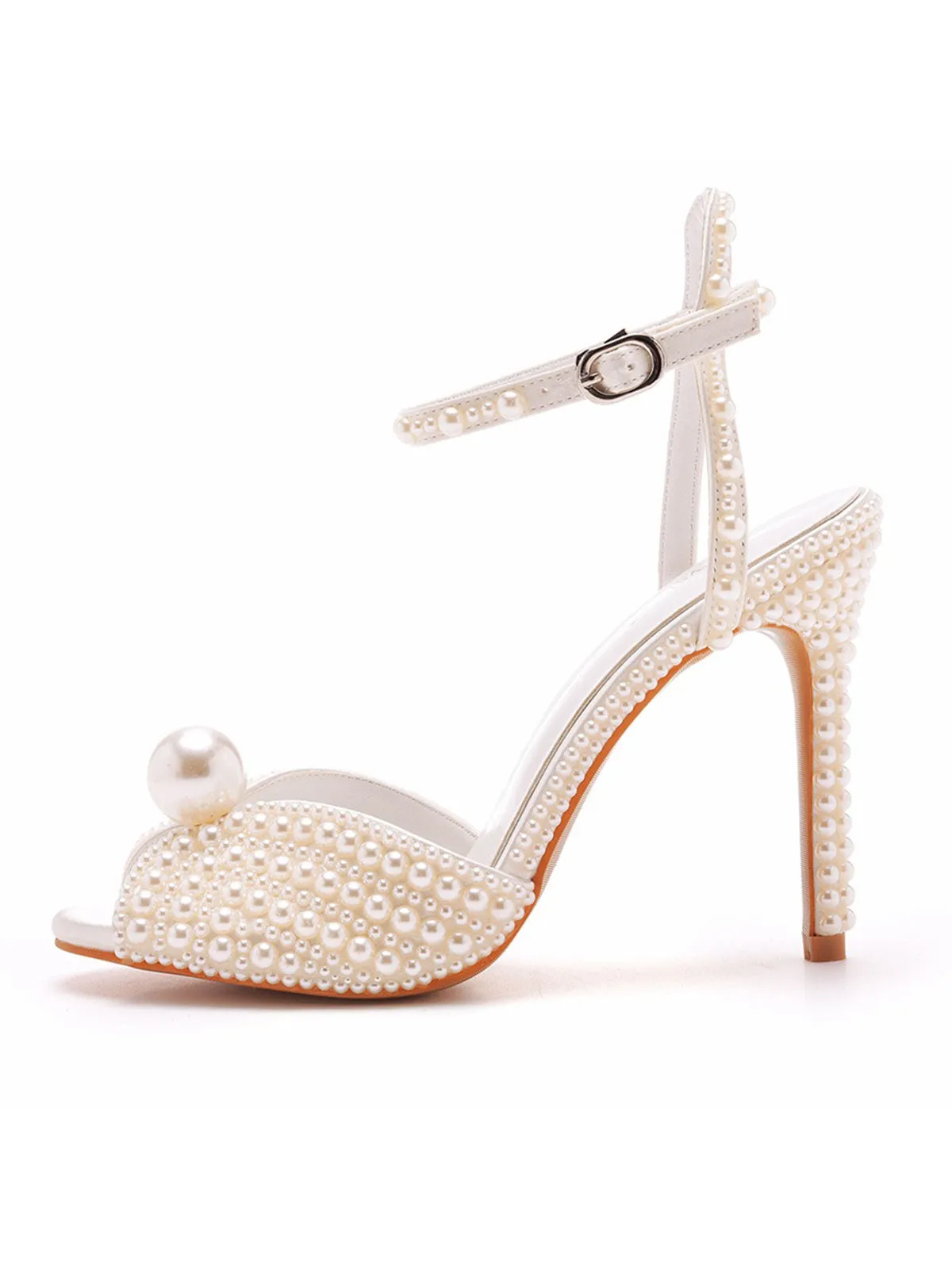 Elegant Pearl Peep Toe Stiletto Ultra High Heels