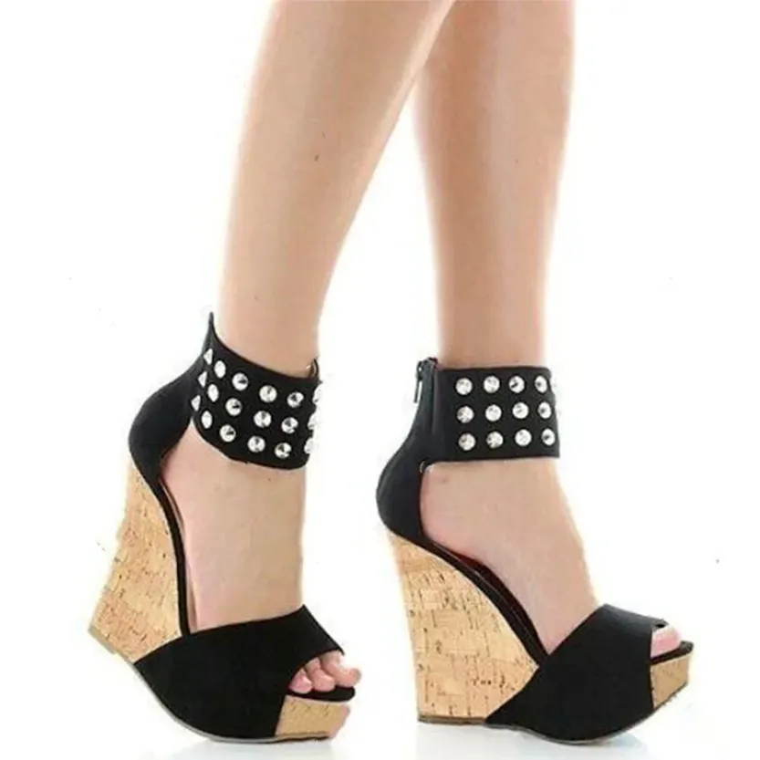 Funki Buys | Shoes | Women's Super High Rivet Wedge Sandals