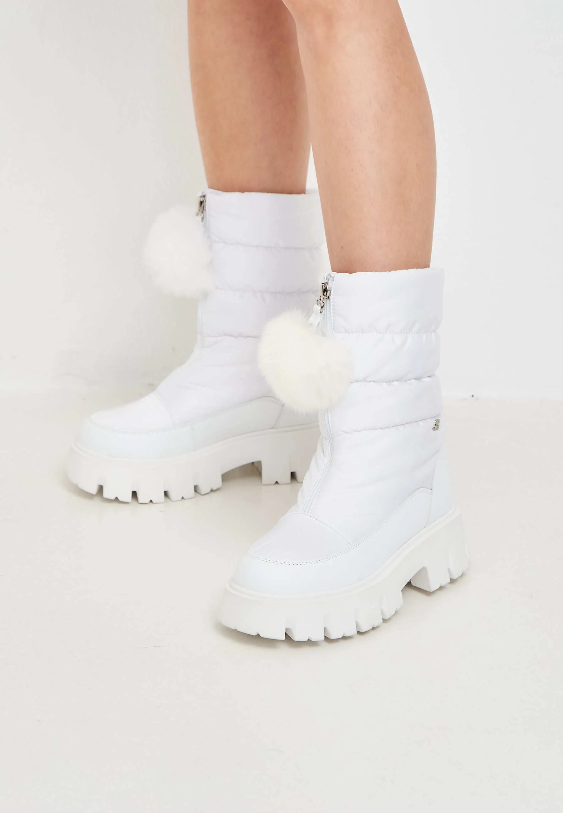 Fur-Trimmed Winter Boots - White