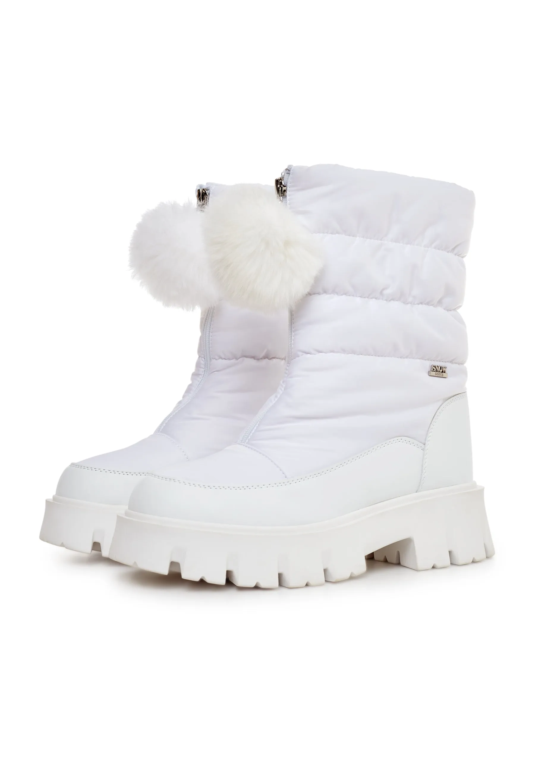 Fur-Trimmed Winter Boots - White