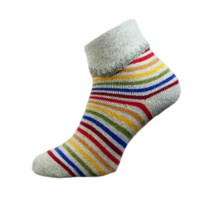 Grey Cuff socks with Multi coloured stripe