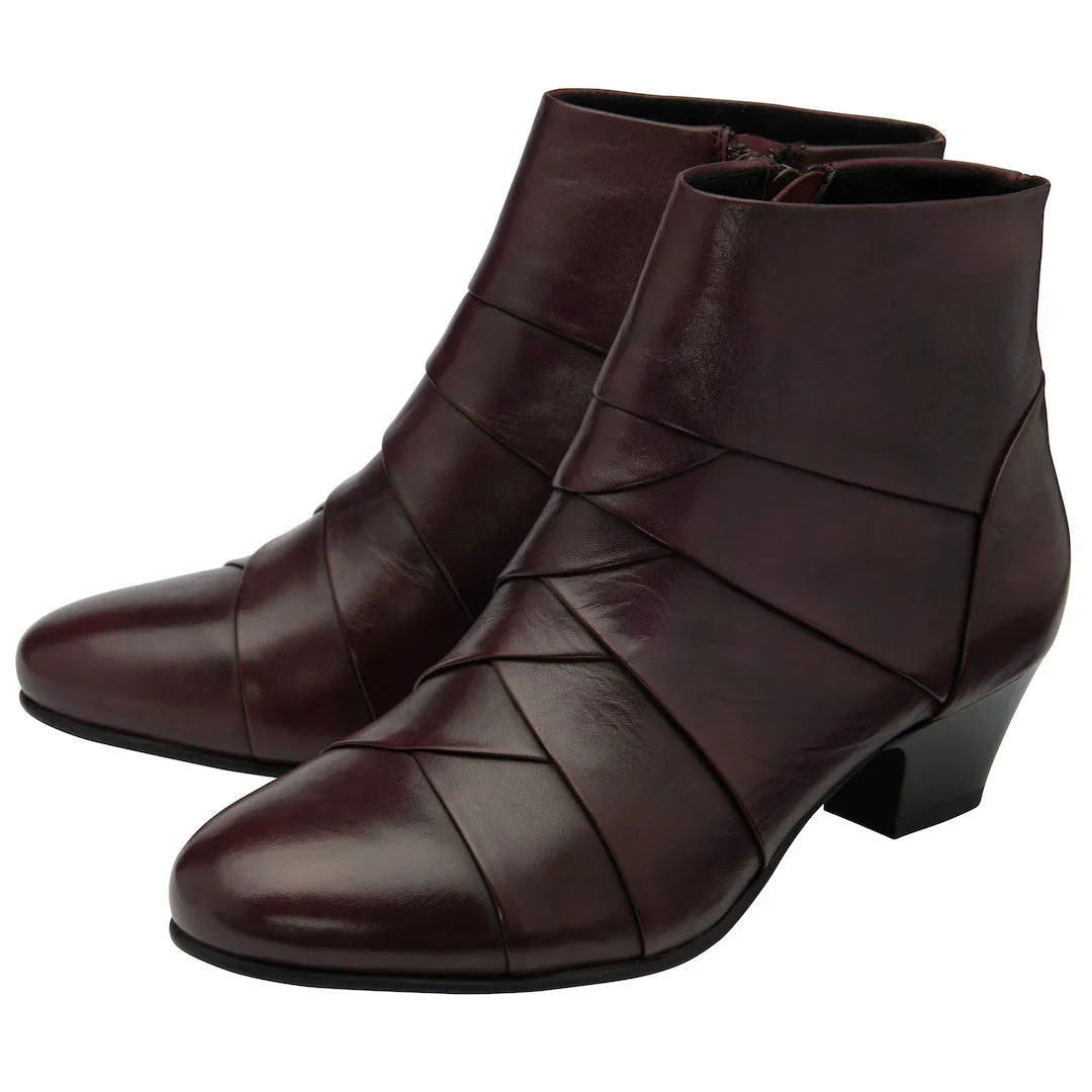 Lotus Tara Ladies Purple Leather Side Zip Ankle Boots