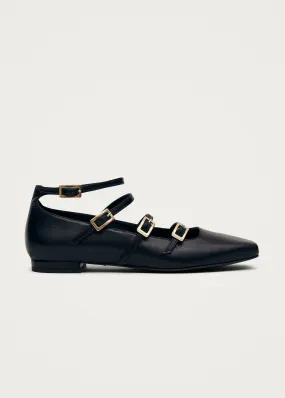 Luke Black Leather Ballet Flats