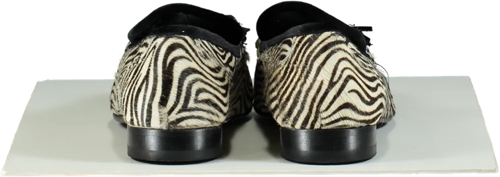 Maximilian Robinson Black and White Zebra Print Pony Skin Loafers UK 10