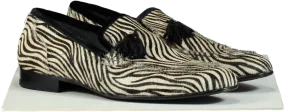 Maximilian Robinson Black and White Zebra Print Pony Skin Loafers UK 10