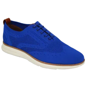 Men's Royal Blue Casual Lace-Up Sneakers Soft Material White Rubber Sole