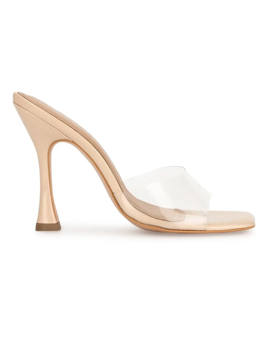 Nude Patent Perspex Clear Stiletto Mules