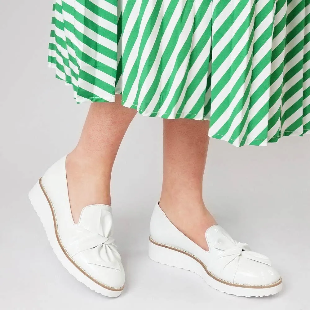 Oclem White Patent Leather Loafers