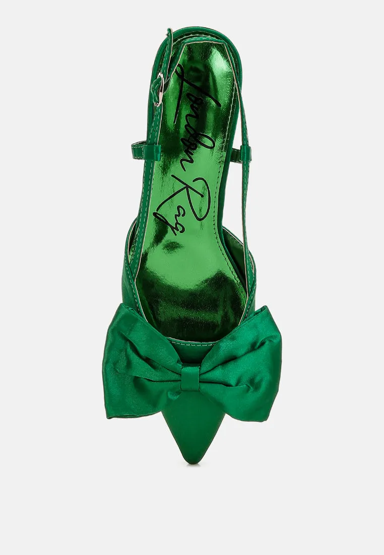 Okshak Satin Bow Slingback Sandals