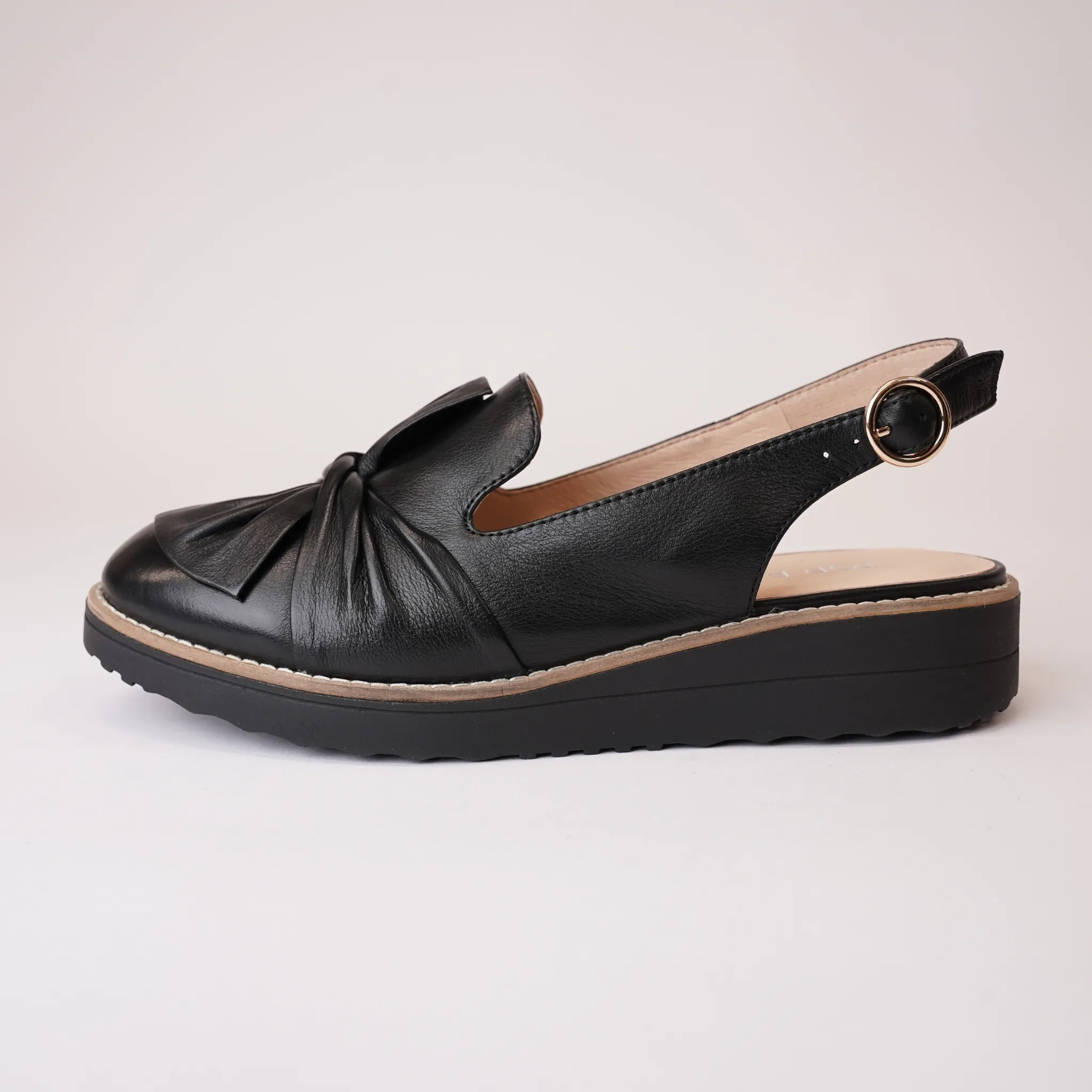 Olissas Black/ Black Sole Leather Loafers