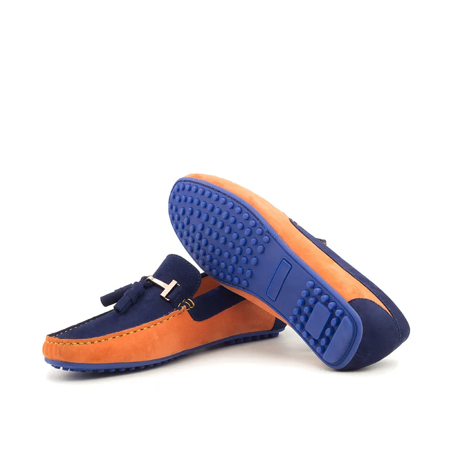 Orange and Navy Driving Moccasin