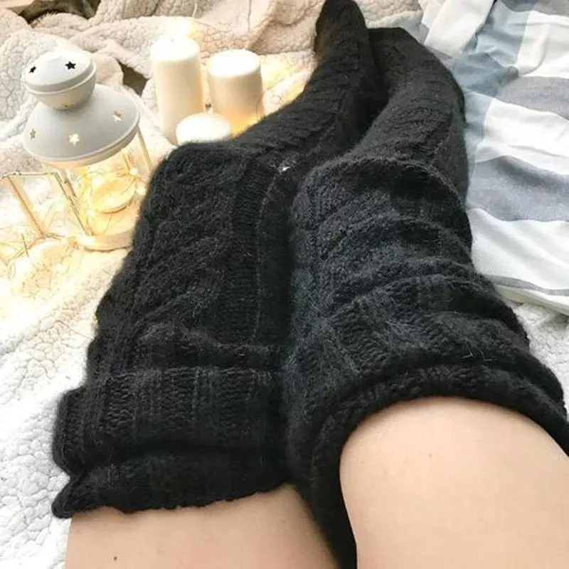 Over the knee warm winter knitted boots cuff socks