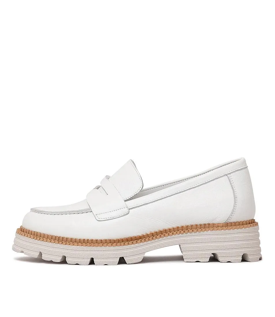 Penny White Leather Loafers