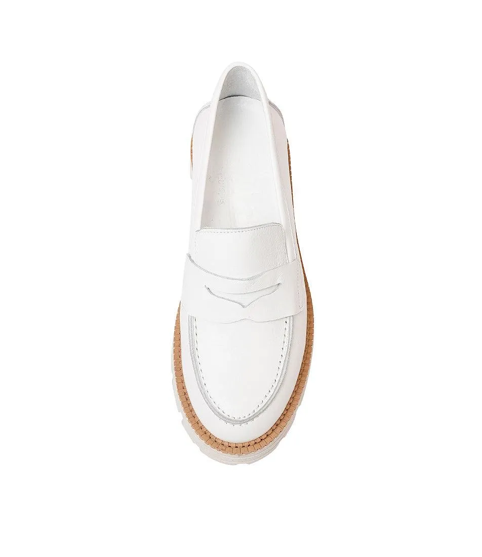 Penny White Leather Loafers