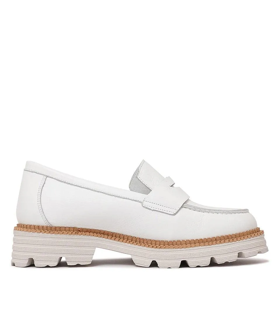 Penny White Leather Loafers