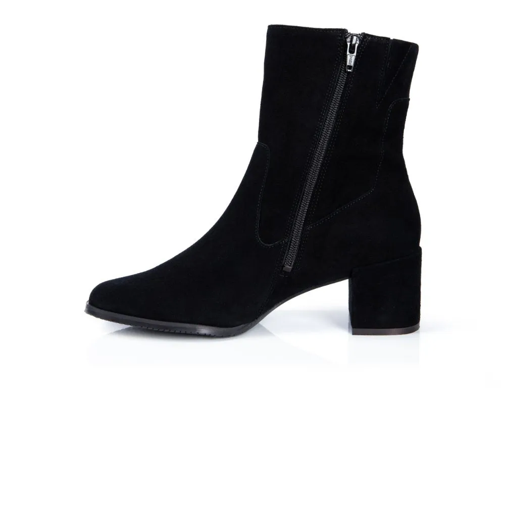 Queenie: Black Suede Ankle Boots