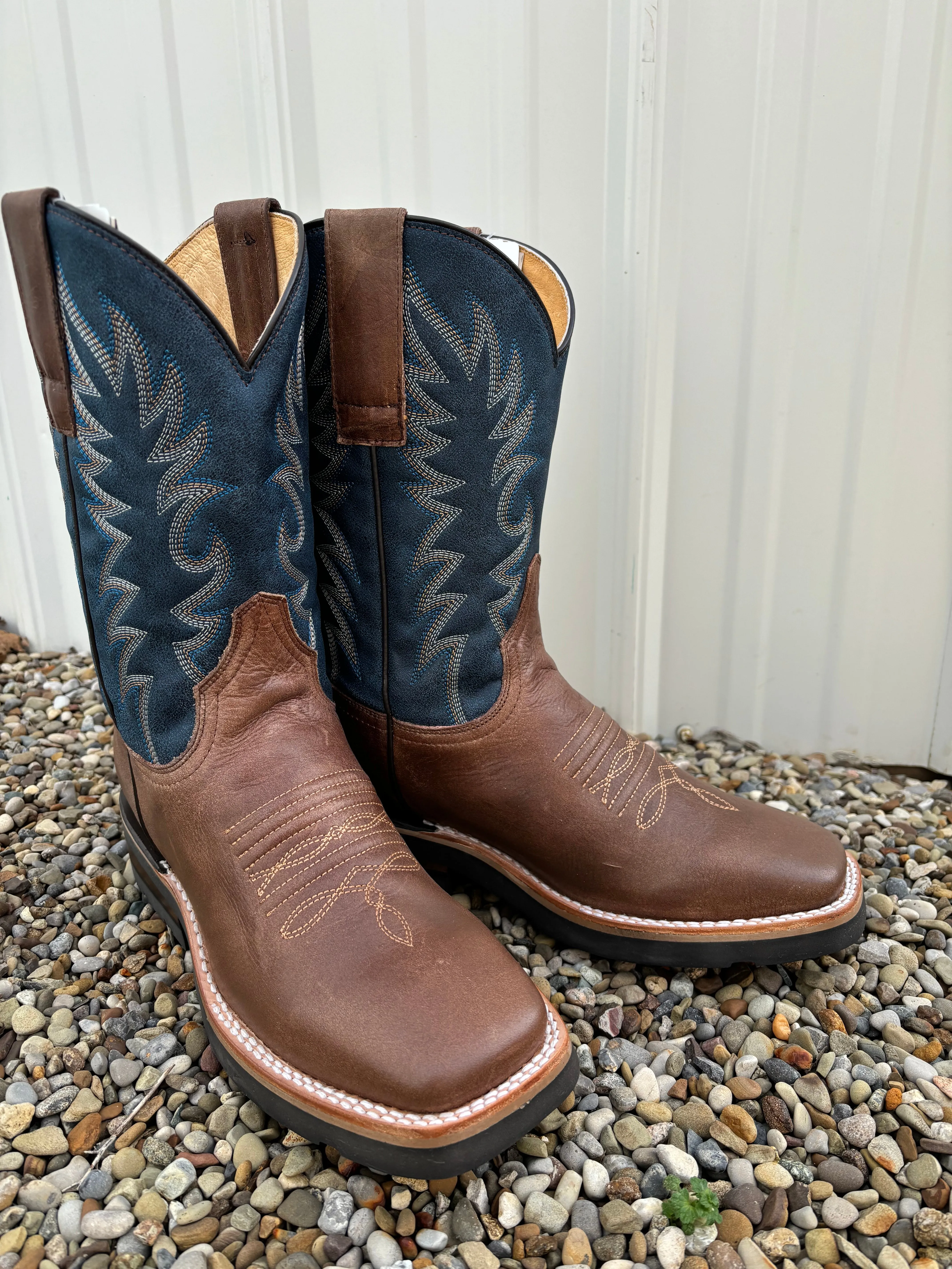 Roper Men's Vintage Blue & Waxy Brown Square Toe Western Cowboy Boots 9991-0401MN