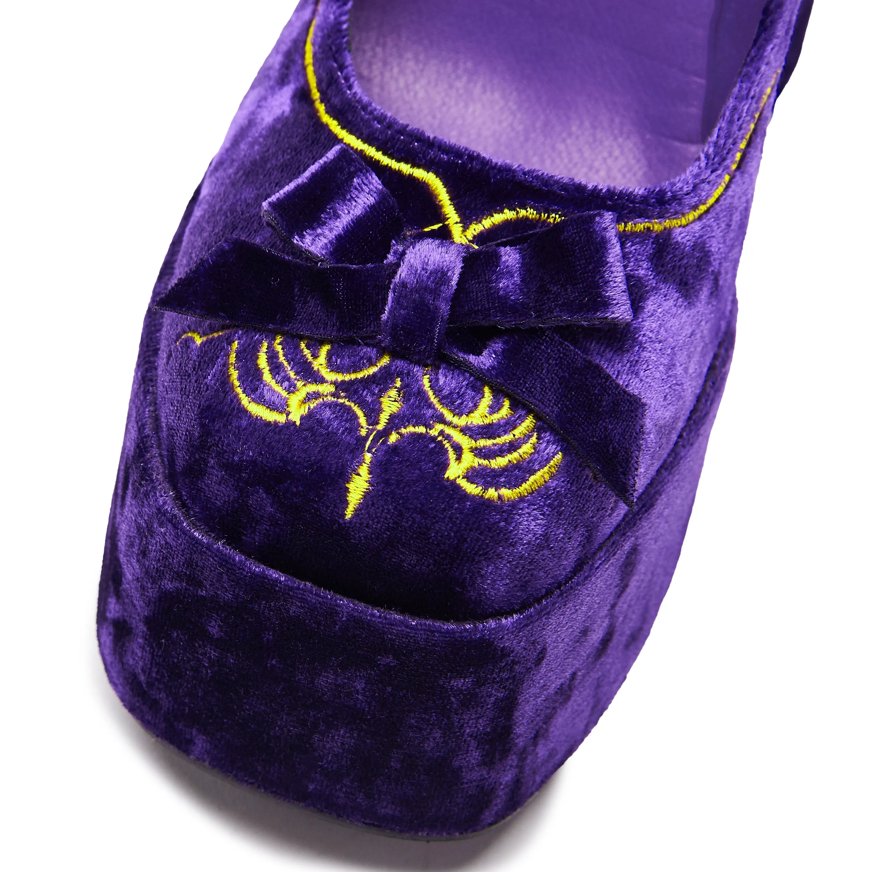 Royal Manor Velvet Platform Heels - Purple