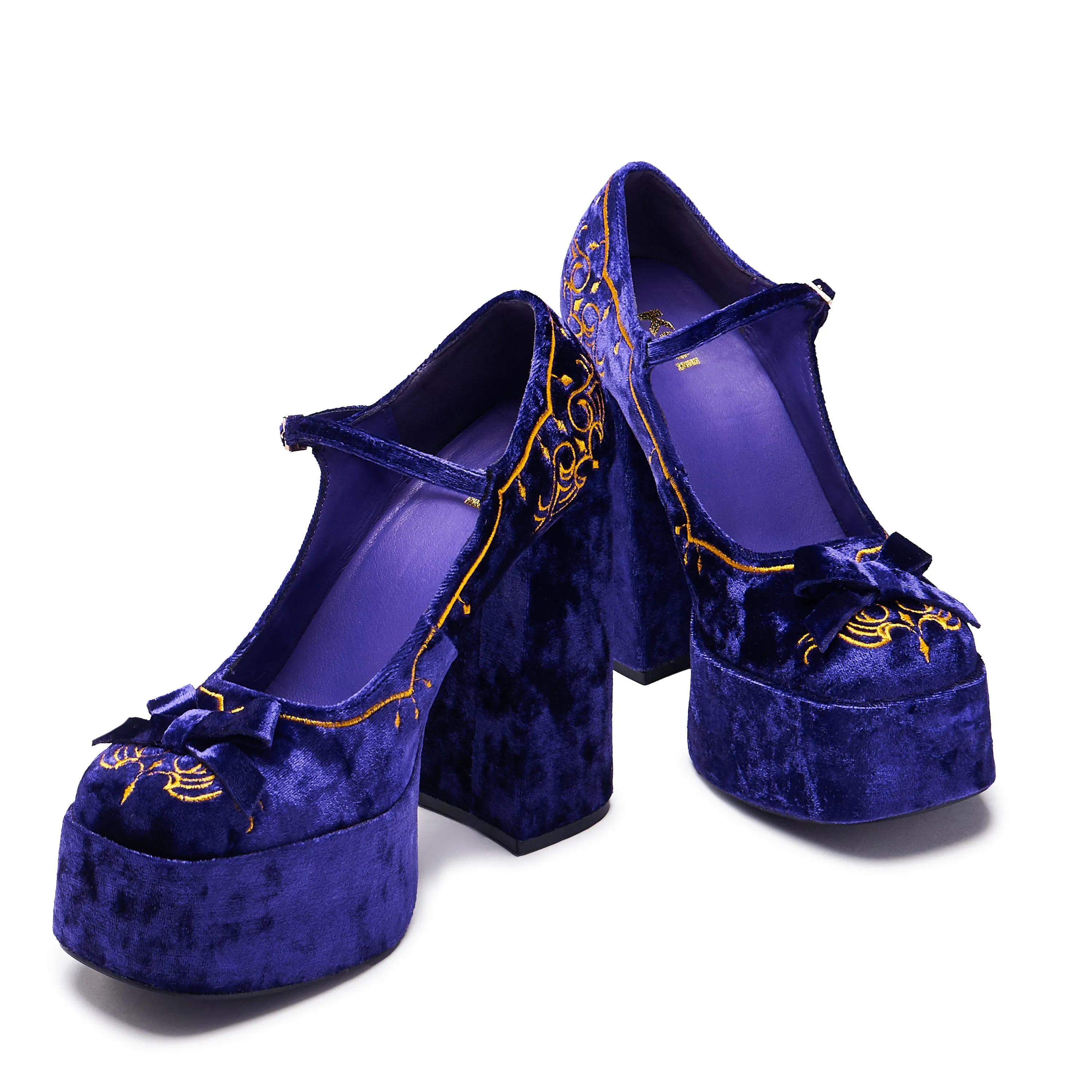 Royal Manor Velvet Platform Heels - Purple