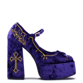 Royal Manor Velvet Platform Heels - Purple