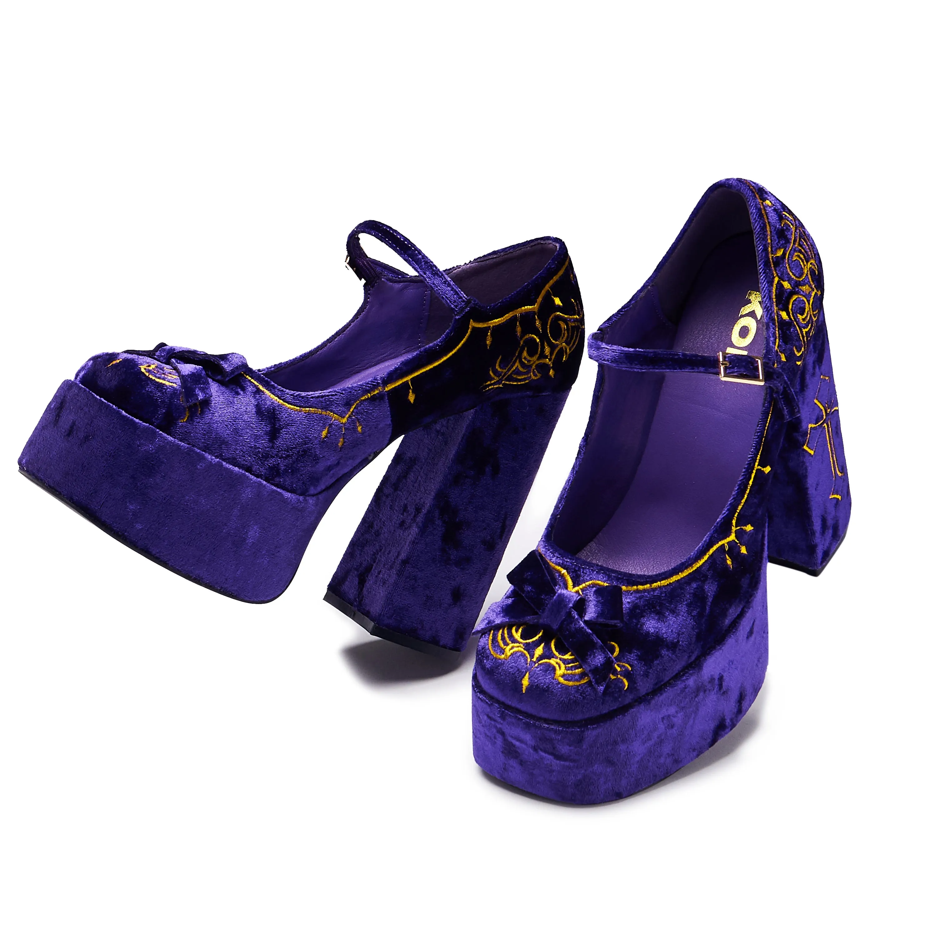 Royal Manor Velvet Platform Heels - Purple