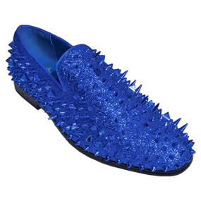 Royal men's Royal blue spikes shoes slip-on smokers tuxedo luxury shoes